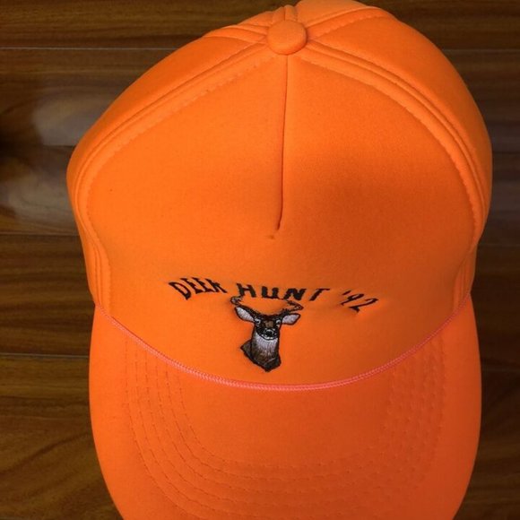 Vintage 90's Blaze Orange Deer Hunt '92 Snapback Hat Cap - Picture 3 of 8